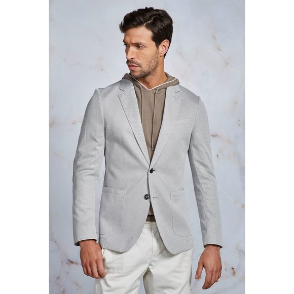 Paul Taylor Mens Linen Cotton Silk Blend Blue Heather Blazer Jacket Sprotscoat - Picture 11 of 14